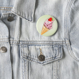 Ice Cream With A Strawberry 6 Cm Round Badge