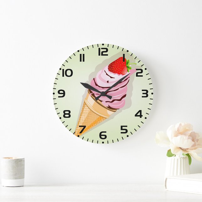 Ice Cream With A Strawberry Large Clock (Creator Uploaded)
