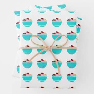 Ice Cream with Cherries Wrapping Paper Sheet