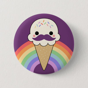 Ice Cream with Moustache 6 Cm Round Badge
