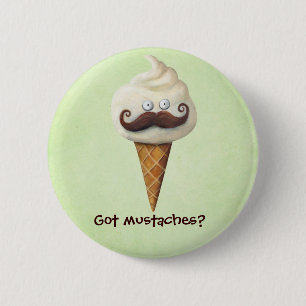 Ice Cream with Moustaches 6 Cm Round Badge
