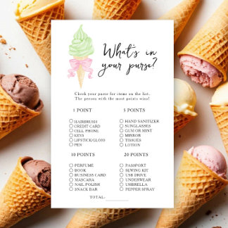 Ice cream with ribbon - What's in your purse game
