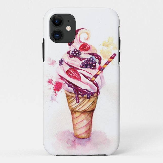 Ice cream with strawberry and blackberry Case-Mate iPhone case (Back)