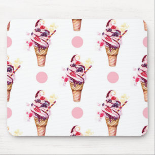 Ice cream with strawberry and blackberry mouse mat