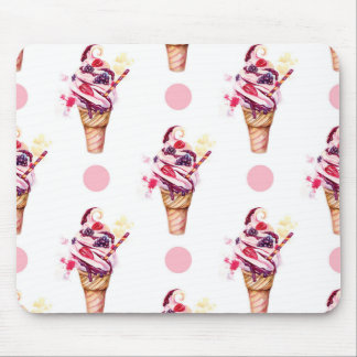 Ice cream with strawberry and blackberry mouse mat