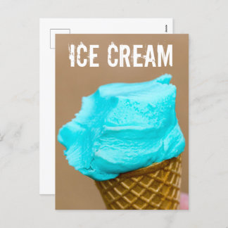 Ice cream with waffle macro holiday postcard