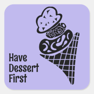Ice Cream Woodcut Square Sticker