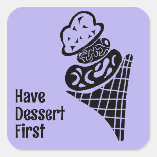Ice Cream Woodcut Square Sticker