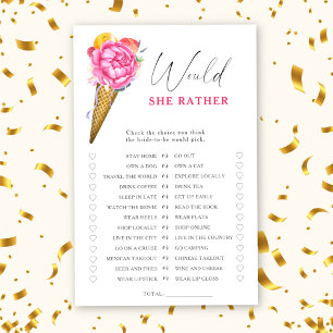 Ice cream - Would she rather bridal shower game
