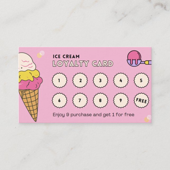 Ice Cream Yummy Ice Cream Good - Loyalty Card (Front)