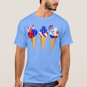 Ice Creams American Flag Happy 4th Of July Sweets  T-Shirt