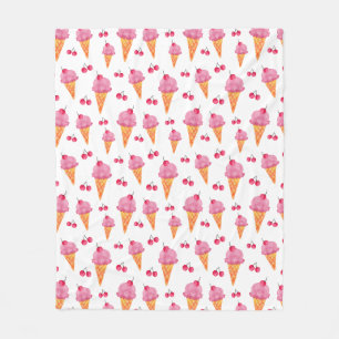 Ice creams & cherries fleece blanket