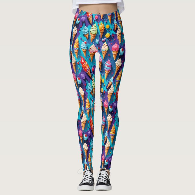 Ice Creams Colourful Art  Leggings (Front)