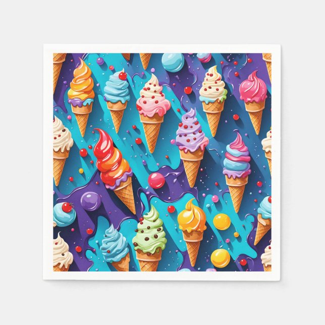 Ice Creams Colourful Art  Napkin (Front)