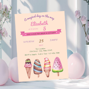 Ice Creams ,Cones Birthday Invitation