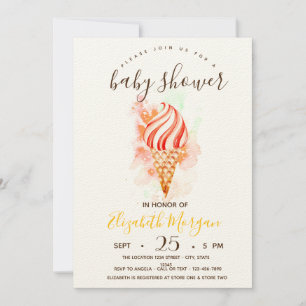  Ice creams,Paint Splash Stripes Baby Shower  Invitation