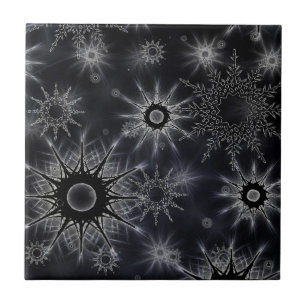 Ice Crystal Pattern on Black Tile