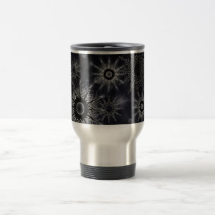 Ice Crystal Pattern on Black Travel Mug