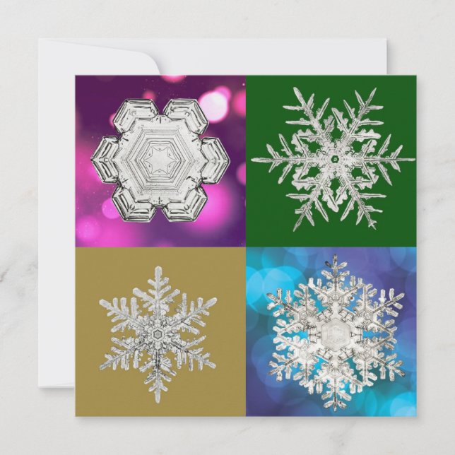 Ice Crystal Snowflake Geometry Multi-Colour Holiday Card (Front)