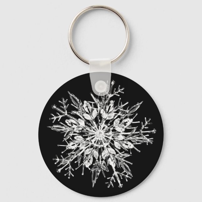 Ice crystal snowflake key ring (Front)