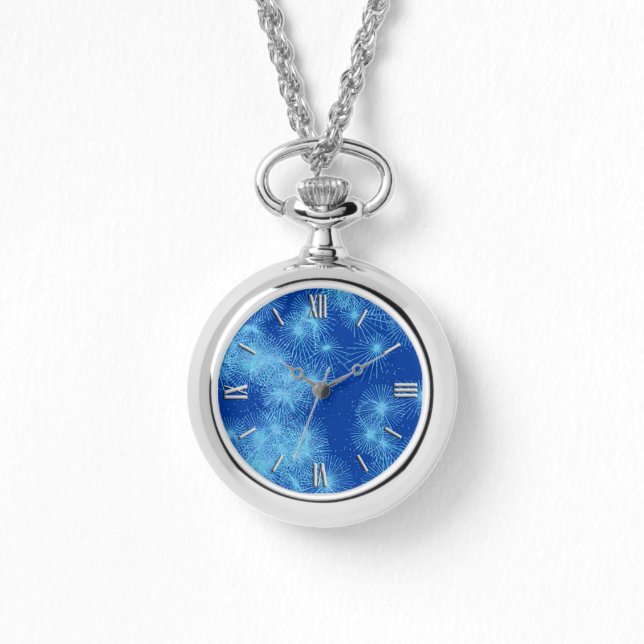 Ice crystal starbursts - cobalt blue watch (Front)