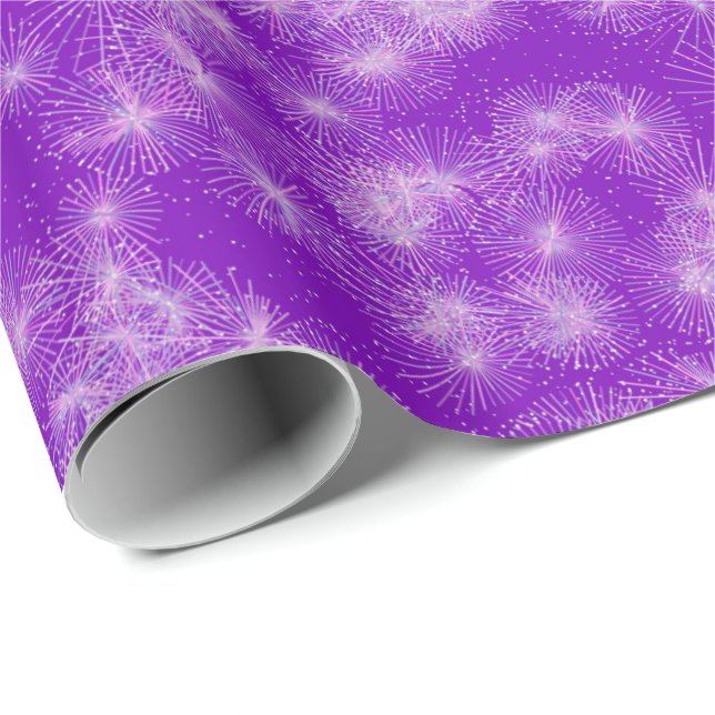 Ice crystal starbursts - deep purple wrapping paper (Roll Corner)