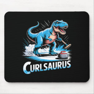 Ice curling player dinosaur t-rex funny curling mouse mat