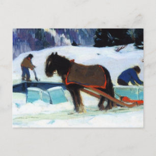  Ice Cutting , Clarence Gagnon  Holiday Postcard