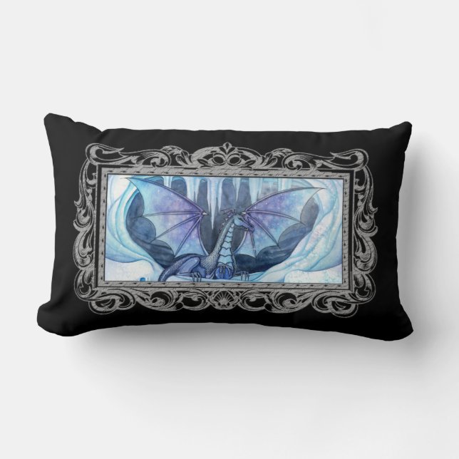 Ice Dragon Fantasy Art Throw Pillow (Front)