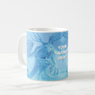 Ice dragon with antlers. Personalised Coffee Mug