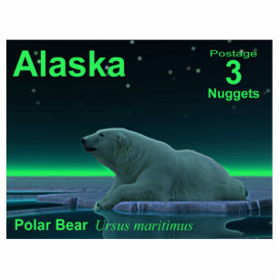 Ice Edge Polar Bear - Alaska Postage Photo Sculpture Magnet