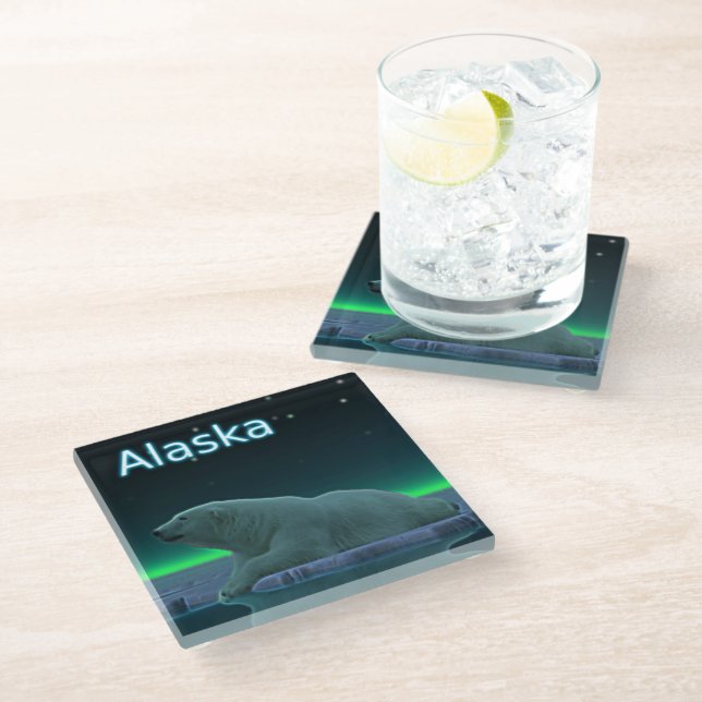Ice Edge Polar Bear Glass Coaster (Angled)