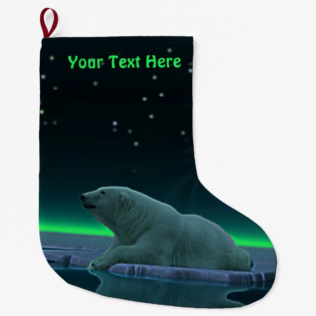 Ice Edge Polar Bear Large Christmas Stocking (Front)
