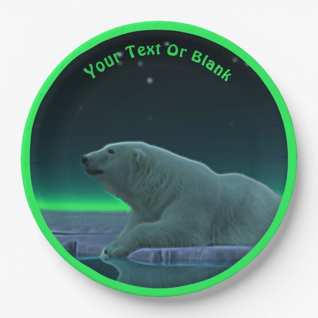 Ice Edge Polar Bear Paper Plate (Front)