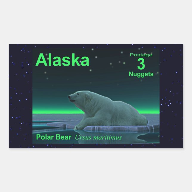 Ice Edge Polar Bear Rectangular Sticker (Front)