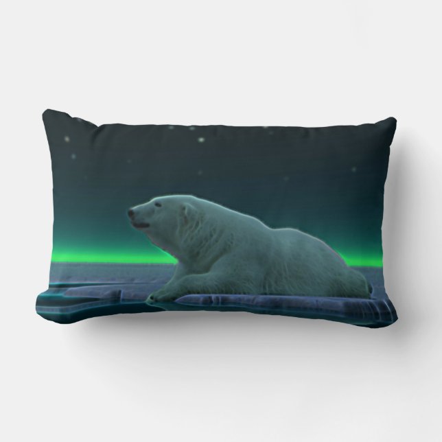 Ice Edge Polar Bear Throw Pillow (Front)