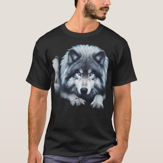 Ice-Eyed Wolf – Spirit of the Northern Wild T-Shirt (Front)
