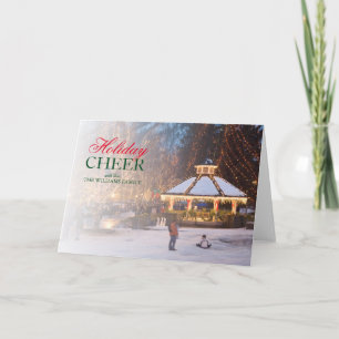Ice Festival with gazebo and city park Holiday Card