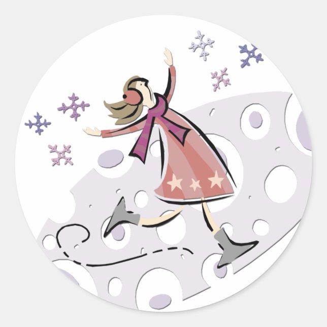 Ice Figure Skater Classic Round Sticker (Front)