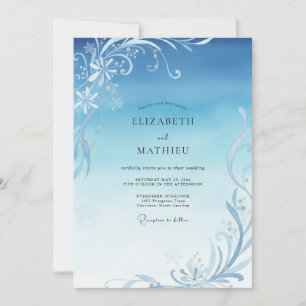 Ice Filigree Winter Eucalyptus Wedding Invitation