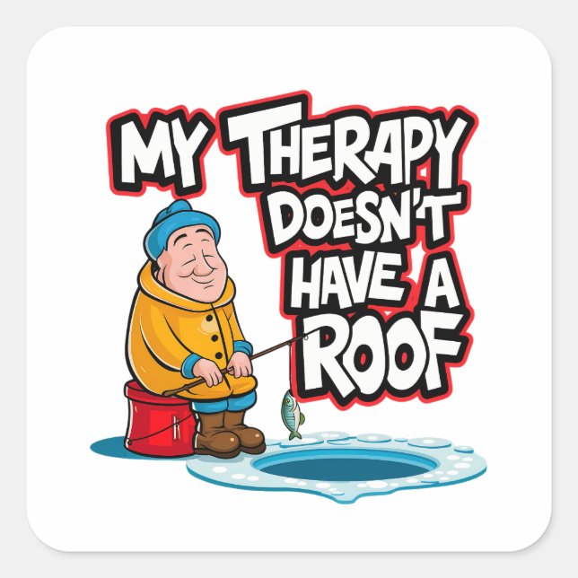 Ice Fishermen Square Sticker (Front)