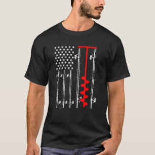 Ice Fishing American Flag, Patriotic Ice Fishing T-Shirt