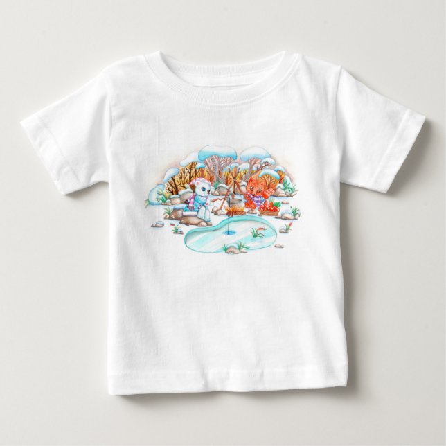 Ice Fishing Baby T-Shirt (Front)