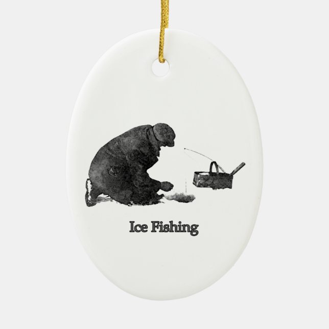 Ice Fishing Ceramic Tree Decoration (Front)