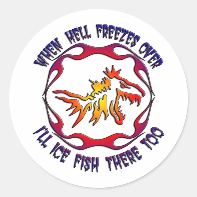 ICE FISHING CLASSIC ROUND STICKER (Front)