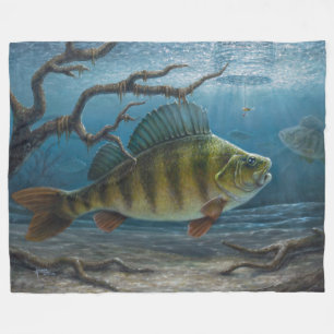Ice Fishing for Perch Fleece Blanket