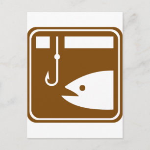 Ice Fishing Highway Sign Postcard