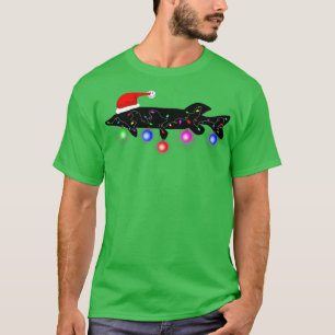 Ice Fishing Muskie Christmas Gifts Musky Funny San T-Shirt