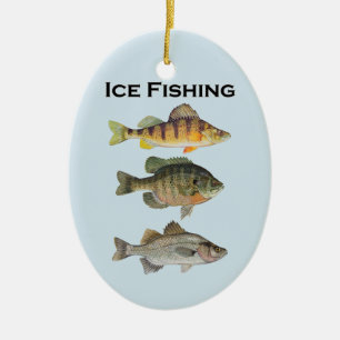 Ice Fishing Panfish Ceramic Tree Decoration