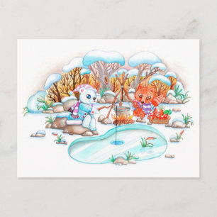 Ice Fishing Postcard